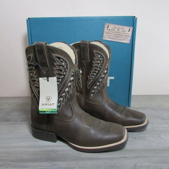 Ariat Kid's Wide Square Toe Quickdraw Ventek 8" Western Boots Distressed - Picture 2 of 6